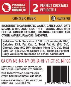 non alcoholic ginger beer back label with nutrition facts